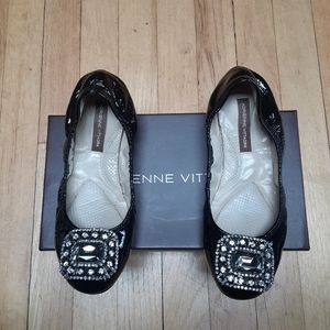 Adrienne Vitadini black Crinkled flats